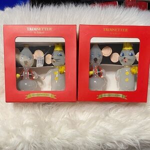 Dillard’s Trimsetter glass Mice ornaments, 2 boxes four total ornaments, BNIB